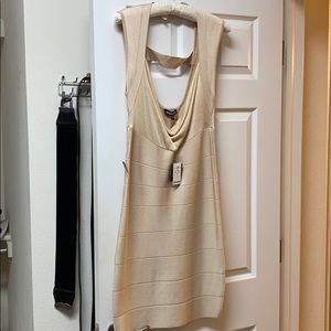 Bebe bandage dress with draped neckline